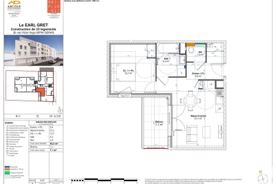 Appartement à vendre à GENAS  - 2 pièces - 46 m² 