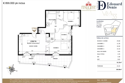 Apartment for sale in BEAUSOLEIL  - 4 rooms - 81 m² 