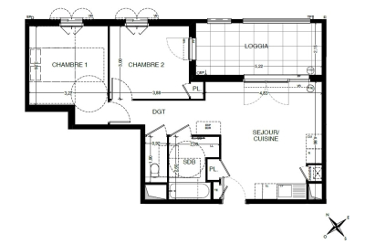 Appartement à vendre à AIX-EN-PROVENCE Pauriol-Vertus - 3 pièces - 55 m² 