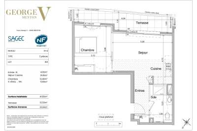 Appartement &agrave; vendre &agrave; MENTON  - 2 pi&egrave;ces - 41 m&sup2; 