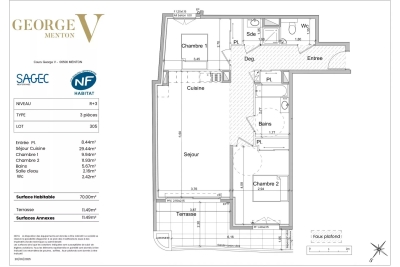Appartement &agrave; vendre &agrave; MENTON  - 3 pi&egrave;ces - 70 m&sup2; 