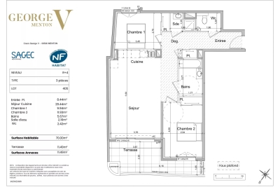 Appartement &agrave; vendre &agrave; MENTON  - 3 pi&egrave;ces - 70 m&sup2; 