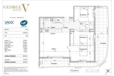 Apartment for sale in MENTON  - 4 rooms - 78 m&sup2; 
