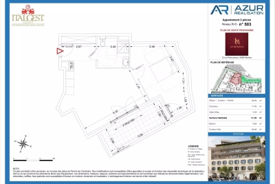 Appartement &agrave; vendre &agrave; MENTON  - 2 pi&egrave;ces - 51 m&sup2; 