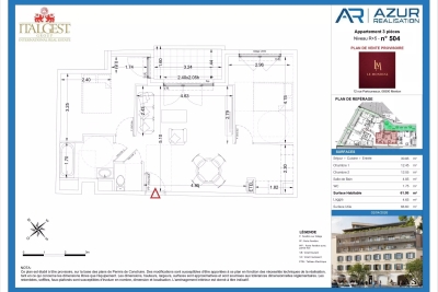Appartement &agrave; vendre &agrave; MENTON  - 2 pi&egrave;ces - 61 m&sup2; 