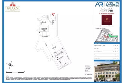Appartement &agrave; vendre &agrave; MENTON  - 1 pi&egrave;ces - 21 m&sup2; 