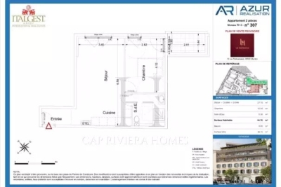 Appartement &agrave; vendre &agrave; MENTON  - 2 pi&egrave;ces - 44 m&sup2; 