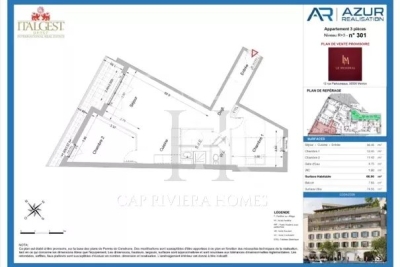 Appartement &agrave; vendre &agrave; MENTON  - 3 pi&egrave;ces - 66 m&sup2; 
